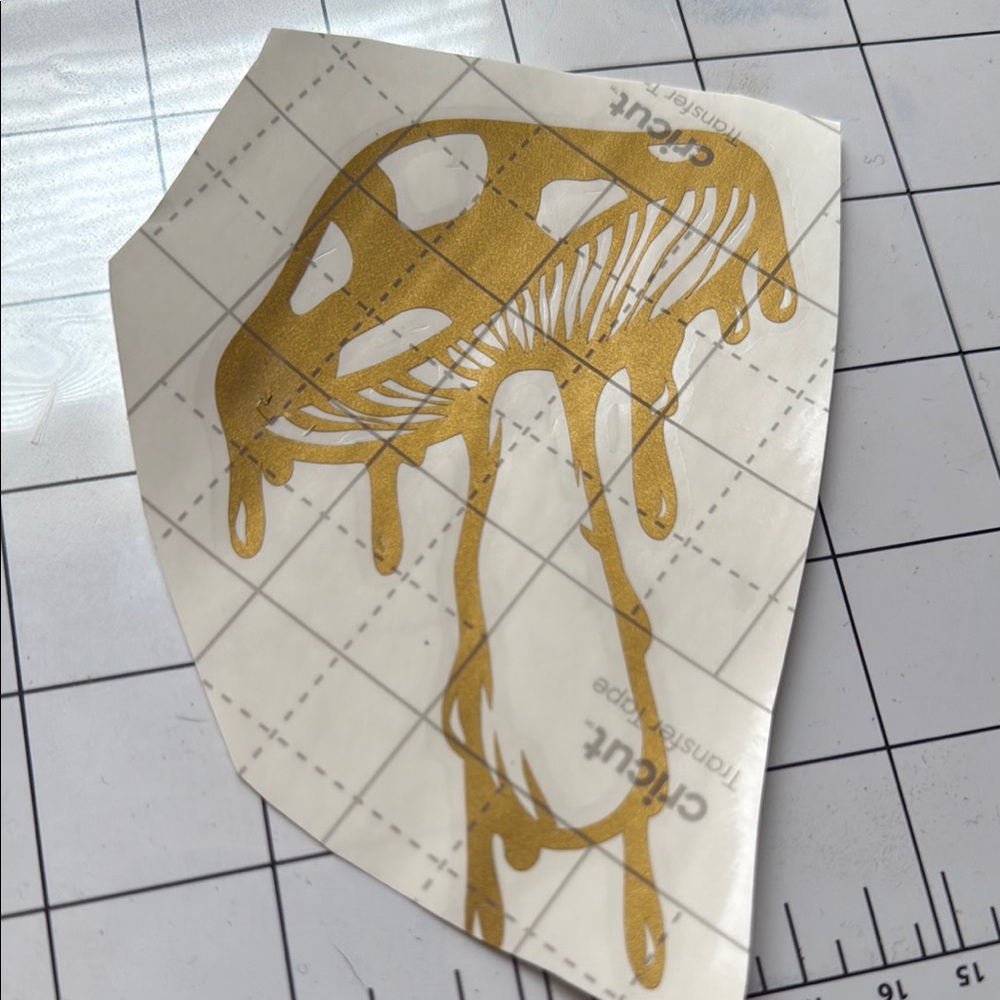 Cricut Gold Dripping Mushroom Decal